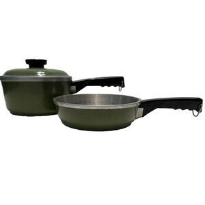 Vintage 2 Club Aluminum Avocado Green 6.5”Sauce Pans With 1 Lid